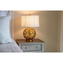 21" Strapped Steel Ball Table Lamp Antique Gold - Decor Therapy -Desk Lamps sales shop unnamed file 3060