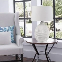 26.8" Olbia Ceramic Table Lamp White - Cal Lighting