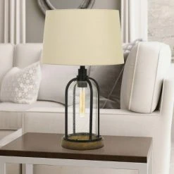 27" Clear Wood Ciney Table Lamp (Includes Light Bulb) Black - Cal Lighting