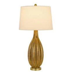 31" Morlaix Aged Glass Table Lamp with Taper Drum Shade Gold - Cal Lighting