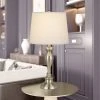 25.5" Metal Forssa Table Lamps with Taper Drum Hardback Shade Brushed Steel - Cal Lighting