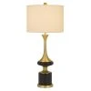 33.5" Kevil Metal Table Lamp with Drum Shade Antique Brass - Cal Lighting