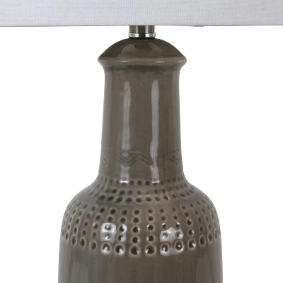 27" Patterned Ceramic Table Lamp Gray Glaze - Decor Therapy 2 27" Patterned Ceramic Table Lamp Gray Glaze - Decor Therapy - Image 2