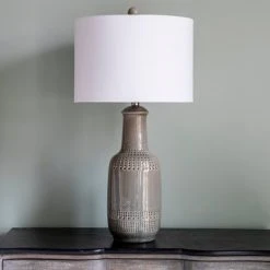 27" Patterned Ceramic Table Lamp Gray Glaze - Decor Therapy 14 27" Patterned Ceramic Table Lamp Gray Glaze - Decor Therapy -Desk Lamps sales shop unnamed file 3142