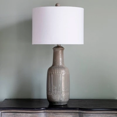 27" Patterned Ceramic Table Lamp Gray Glaze - Decor Therapy 6 27" Patterned Ceramic Table Lamp Gray Glaze - Decor Therapy - Image 6