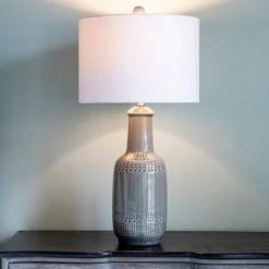 27" Patterned Ceramic Table Lamp Gray Glaze - Decor Therapy 15 27" Patterned Ceramic Table Lamp Gray Glaze - Decor Therapy -Desk Lamps sales shop unnamed file 3143