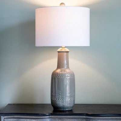 27" Patterned Ceramic Table Lamp Gray Glaze - Decor Therapy 7 27" Patterned Ceramic Table Lamp Gray Glaze - Decor Therapy - Image 7