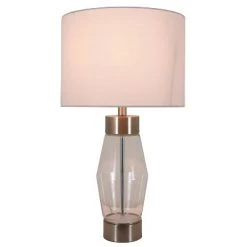 26" Glass and Metal Cadance Convex Clear Table Lamp (Includes LED Light Bulb) Brushed Steel - Decor Therapy
