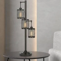 37.5" Pacific Metal Table Lamp with Mesh Shade (Includes Light Bulb) Dark Bronze - Cal Lighting -Desk Lamps sales shop unnamed file 3163