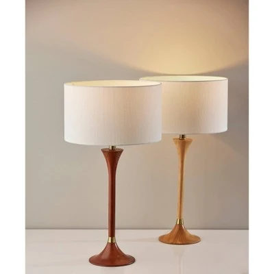 Rebecca Table Lamp Natural Rubberwood with Antique Brass Accent - Adesso 2 Rebecca Table Lamp Natural Rubberwood with Antique Brass Accent - Adesso - Image 2
