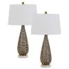 28.5" Metal Contemporary Pair of Table Lamp with Marble Base Distressed Silver - Cal Lighting