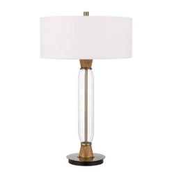 30" Wood/Glass Contemporary Table Lamp Clear/Light Oak - Cal Lighting -Desk Lamps sales shop unnamed file 3221
