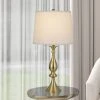 28" 3-way Metal Pori Table Lamps with Taper Drum Hardback Shade Antique Brass - Cal Lighting