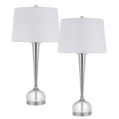 30" Metal/Crystal Table Lamp Set Brushed Steel - Cal Lighting 2 30" Metal/Crystal Table Lamp Set Brushed Steel - Cal Lighting - Image 2