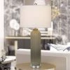 31" Catalina Glass Table Lamp with Drum Hardback Fabric Shade Warm Gray - Cal Lighting