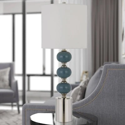 35.5" Malaga Ceramic Slate Pair of Table Lamp Blue/Chrome - Cal Lighting 1 35.5" Malaga Ceramic Slate Pair of Table Lamp Blue/Chrome - Cal Lighting