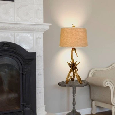 33.25" Drummond Antler Resin Table Lamp with Leatherette Shade - Cal Lighting 2 33.25" Drummond Antler Resin Table Lamp with Leatherette Shade - Cal Lighting - Image 2