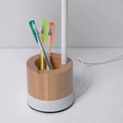 Wood Trim Desk Lamp (Includes LED Light Bulb) Brown/White - Merkury Innovations -Desk Lamps sales shop unnamed file 329