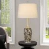 30" Paxton Ceramic Table Lamp with Taper Drum Hardback Fabric Shade Pearl - Cal Lighting