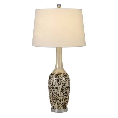 30" Paxton Ceramic Table Lamp with Taper Drum Hardback Fabric Shade Pearl - Cal Lighting 2 30" Paxton Ceramic Table Lamp with Taper Drum Hardback Fabric Shade Pearl - Cal Lighting - Image 2
