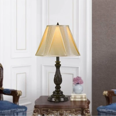 25.5" Kerry Aluminum Casted Table Lamp with Softback Fan Pleated Faux Silk Shade Dark Bronze - Cal Lighting 1 25.5" Kerry Aluminum Casted Table Lamp with Softback Fan Pleated Faux Silk Shade Dark Bronze - Cal Lighting