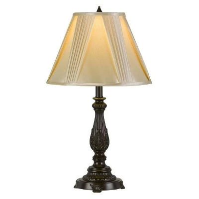 25.5" Kerry Aluminum Casted Table Lamp with Softback Fan Pleated Faux Silk Shade Dark Bronze - Cal Lighting 2 25.5" Kerry Aluminum Casted Table Lamp with Softback Fan Pleated Faux Silk Shade Dark Bronze - Cal Lighting - Image 2
