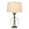 30.5 " Glass and Metal Table Lamp with Hardback Taper Drum Linen Shade Antique Brass - Cal Lighting