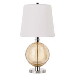 28" Metal/Glass Contemporary Table Lamp Brushed Steel/Amber - Cal Lighting -Desk Lamps sales shop unnamed file 3315
