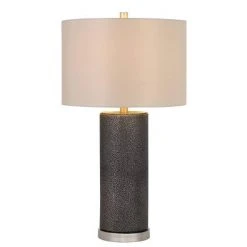 27" Graham Ceramic Table Lamp with Leatherette Finish Base Gray - Cal Lighting