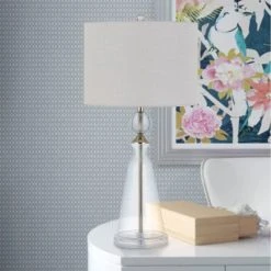 30.5" Kingsley Pair of Glass Table Lamps with Fabric Drum Shade - Cal Lighting