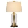 28.5" Camargo Glass and Metal Table Lamp and Drum Shade Antique Brass - Cal Lighting