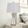 26" Glass Table Lamp with Hardback Fabric Shade Pearl - Cal Lighting
