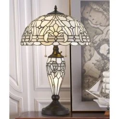 24.5" Tiffany Table Lamp with Hand Cut Stained Glass Shade (Includes LED Light Bulb) Black - Cal Lighting