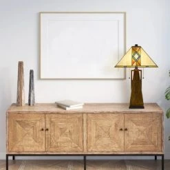 25" Resin Contemporary Mission Table Lamp with Tiffany Glass Shade - Cal Lighting -Desk Lamps sales shop unnamed file 3371