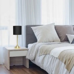 Tapered Desk Lamp with Fabric Drum Shade Black - Simple Designs 13 Tapered Desk Lamp with Fabric Drum Shade Black - Simple Designs -Desk Lamps sales shop unnamed file 338