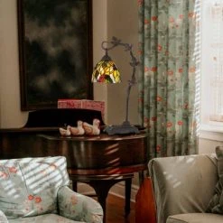 24" Metal Table Lamp with Hand Cut Glass Tiffany Shade Dark Bronze - Cal Lighting -Desk Lamps sales shop unnamed file 3381