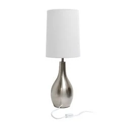 1-Light Tear Drop Table Lamp Metallic Silver - Simple Designs -Desk Lamps sales shop unnamed file 3396