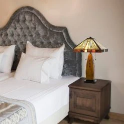 27" Resin Contemporary Mission Table Lamp with Tiffany Glass Shade - Cal Lighting -Desk Lamps sales shop unnamed file 3411