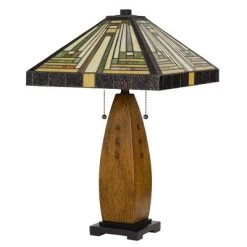 27" Resin Contemporary Mission Table Lamp with Tiffany Glass Shade - Cal Lighting -Desk Lamps sales shop unnamed file 3412