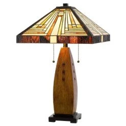 27" Resin Contemporary Mission Table Lamp with Tiffany Glass Shade - Cal Lighting -Desk Lamps sales shop unnamed file 3413