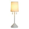 Table Lamp with Fabric Shade and Hanging Acrylic Beads White - Simple Designs