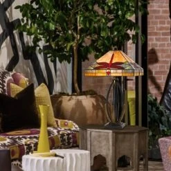 23.75" Metal/Resin Contemporary Mission Table Lamp with Tiffany Glass Shade - Cal Lighting -Desk Lamps sales shop unnamed file 3516