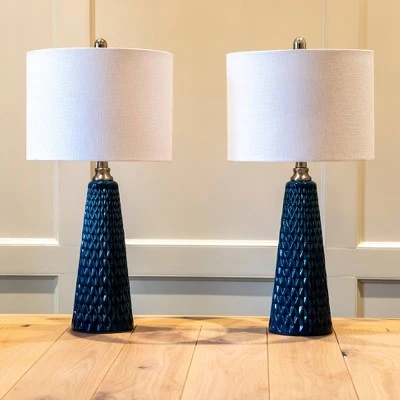 26.5" Set of Two Jameson Textured Ceramic Table Lamp Cobalt Blue - Decor Therapy 6 26.5" Set of Two Jameson Textured Ceramic Table Lamp Cobalt Blue - Decor Therapy - Image 6