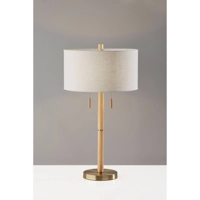 Madeline Table Lamp Natural Rubberwood Antique Brass - Adesso 3 Madeline Table Lamp Natural Rubberwood Antique Brass - Adesso - Image 3