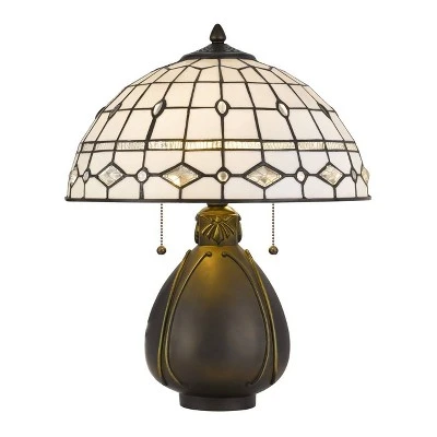 20" Tiffany Table Lamp with Hand Cut Stained Glass Shade Dark Bronze - Cal Lighting 2 20" Tiffany Table Lamp with Hand Cut Stained Glass Shade Dark Bronze - Cal Lighting - Image 2