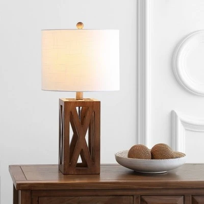 JONATHAN Y 21.5" Wood Stewart Table Lamp (Includes LED Light Bulb) Brown - Jonathan Y 1 JONATHAN Y 21.5" Wood Stewart Table Lamp (Includes LED Light Bulb) Brown - Jonathan Y