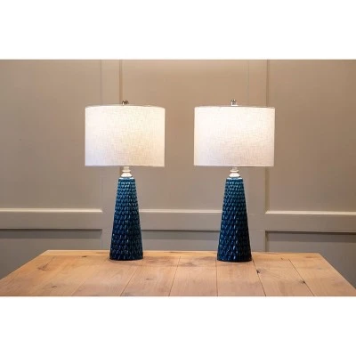 26.5" Set of Two Jameson Textured Ceramic Table Lamp Cobalt Blue - Decor Therapy 9 26.5" Set of Two Jameson Textured Ceramic Table Lamp Cobalt Blue - Decor Therapy - Image 9