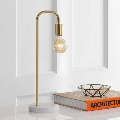 JONATHAN Y 20.5" Metal/Marble Minimalist Glam Pipe Table Lamp (Includes LED Light Bulb) Brass - Jonathan Y 1 JONATHAN Y 20.5" Metal/Marble Minimalist Glam Pipe Table Lamp (Includes LED Light Bulb) Brass - Jonathan Y