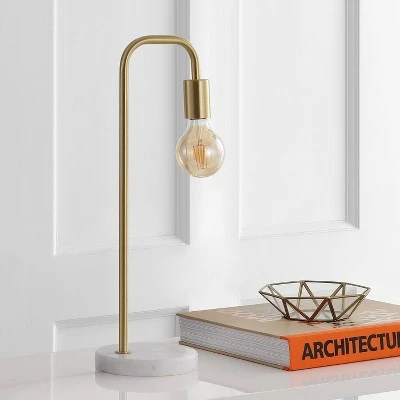 JONATHAN Y 20.5" Metal/Marble Minimalist Glam Pipe Table Lamp (Includes LED Light Bulb) Brass - Jonathan Y 2 JONATHAN Y 20.5" Metal/Marble Minimalist Glam Pipe Table Lamp (Includes LED Light Bulb) Brass - Jonathan Y - Image 2