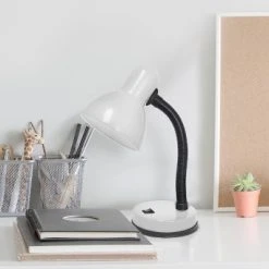 Basic Metal Desk Lamp with Flexible Hose Neck White - Simple Designs